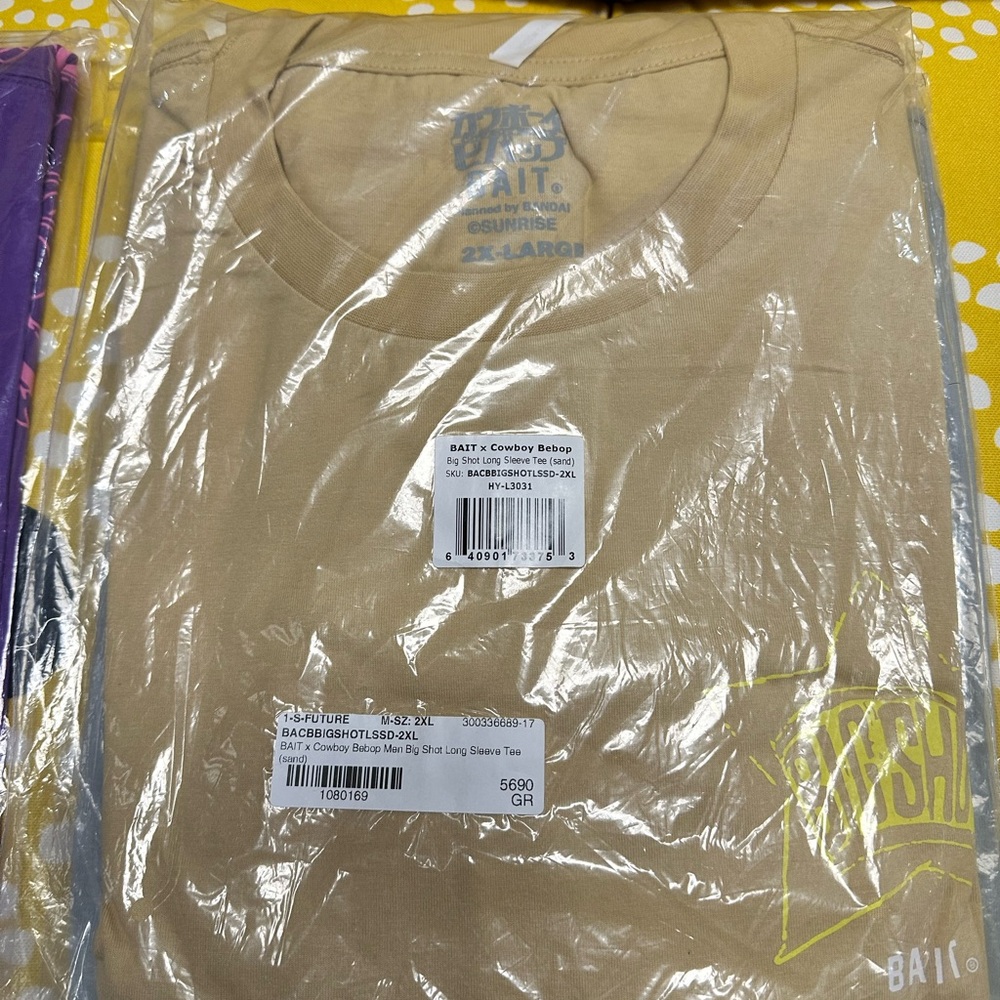 Brand New BAIT Cowboy Bebop Big Shot Tan / Yellow Long Sleeve Tee XXL